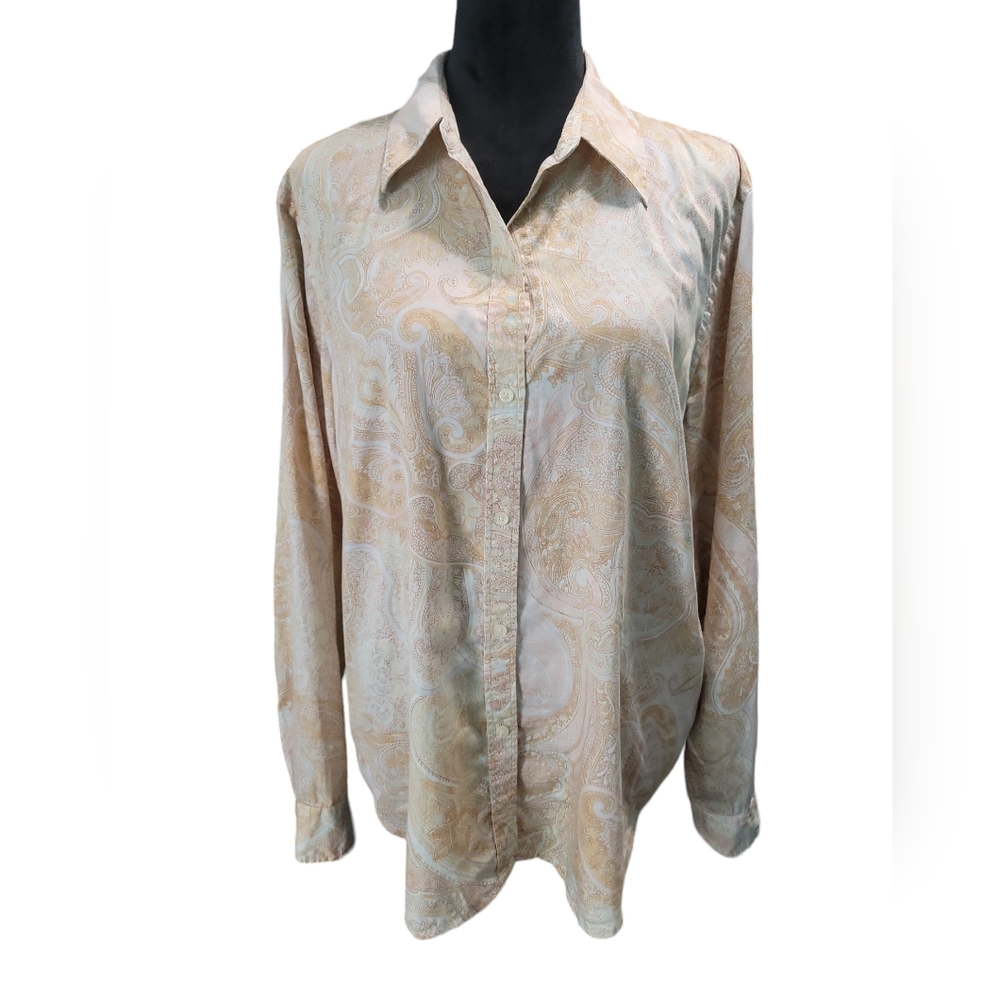 Lauren Ralph Lauren Shirt Womens Paisley Button Down XL